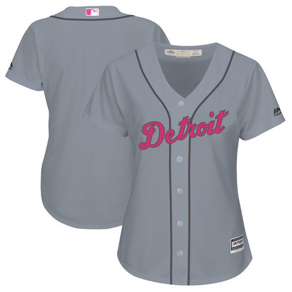 Women 2017 MLB Detroit Tigers Blank Grey Mothers Day Jerseys